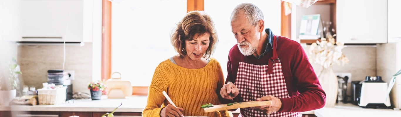 Couple cooking together